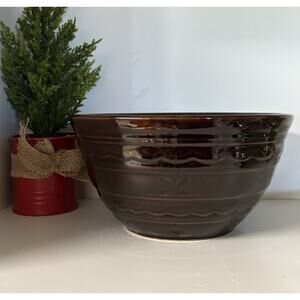 Marcrest Daisy and Dot 8” Nesting Mixing Bowl Brown Vintage Oven-Proof Stoneware